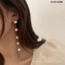 Pearl Tassel Earrings New Style Long Style Stylish Drop Fashion Exaggerated Round Face Earrings Female